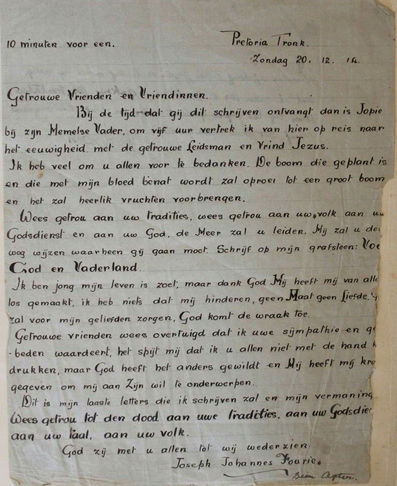 Jopie Fourie se laaste briefIMG 20231004 WA0001