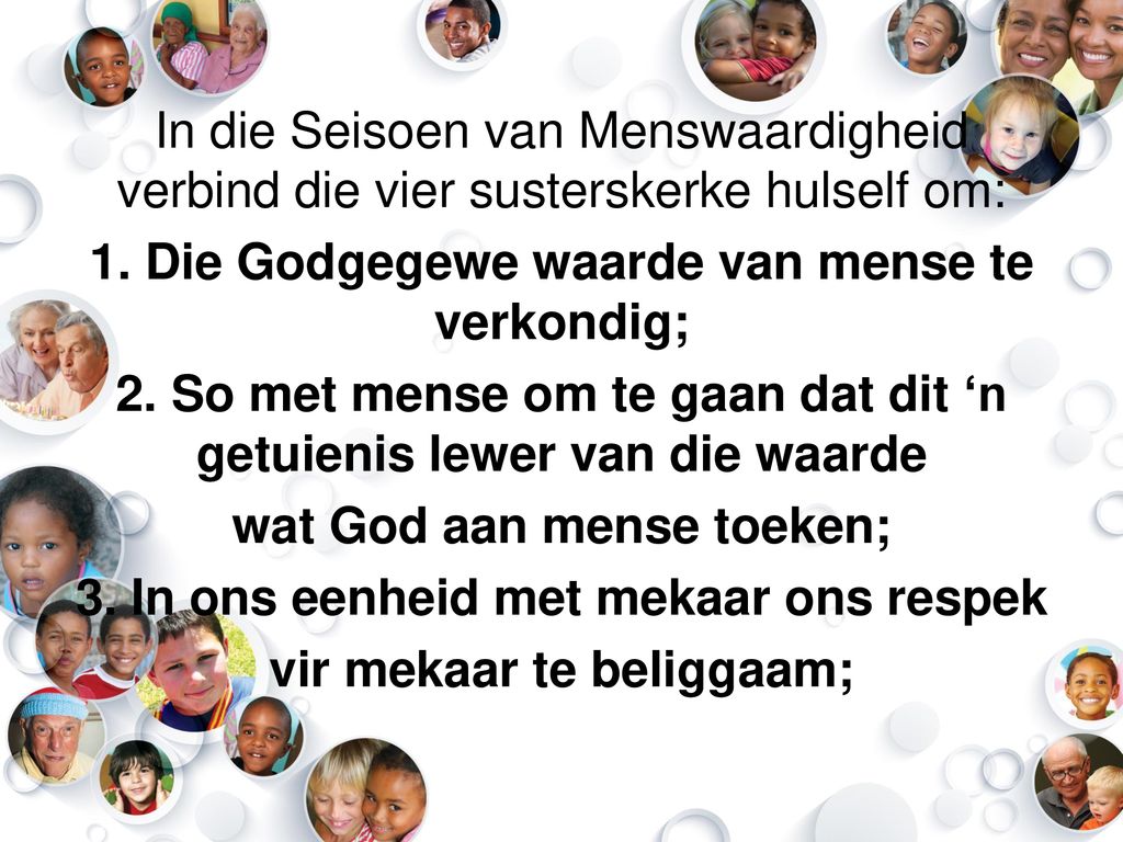 Susterskerke In die Seisoen van Menswaardigheid verbind dievier susterskerke hulself om